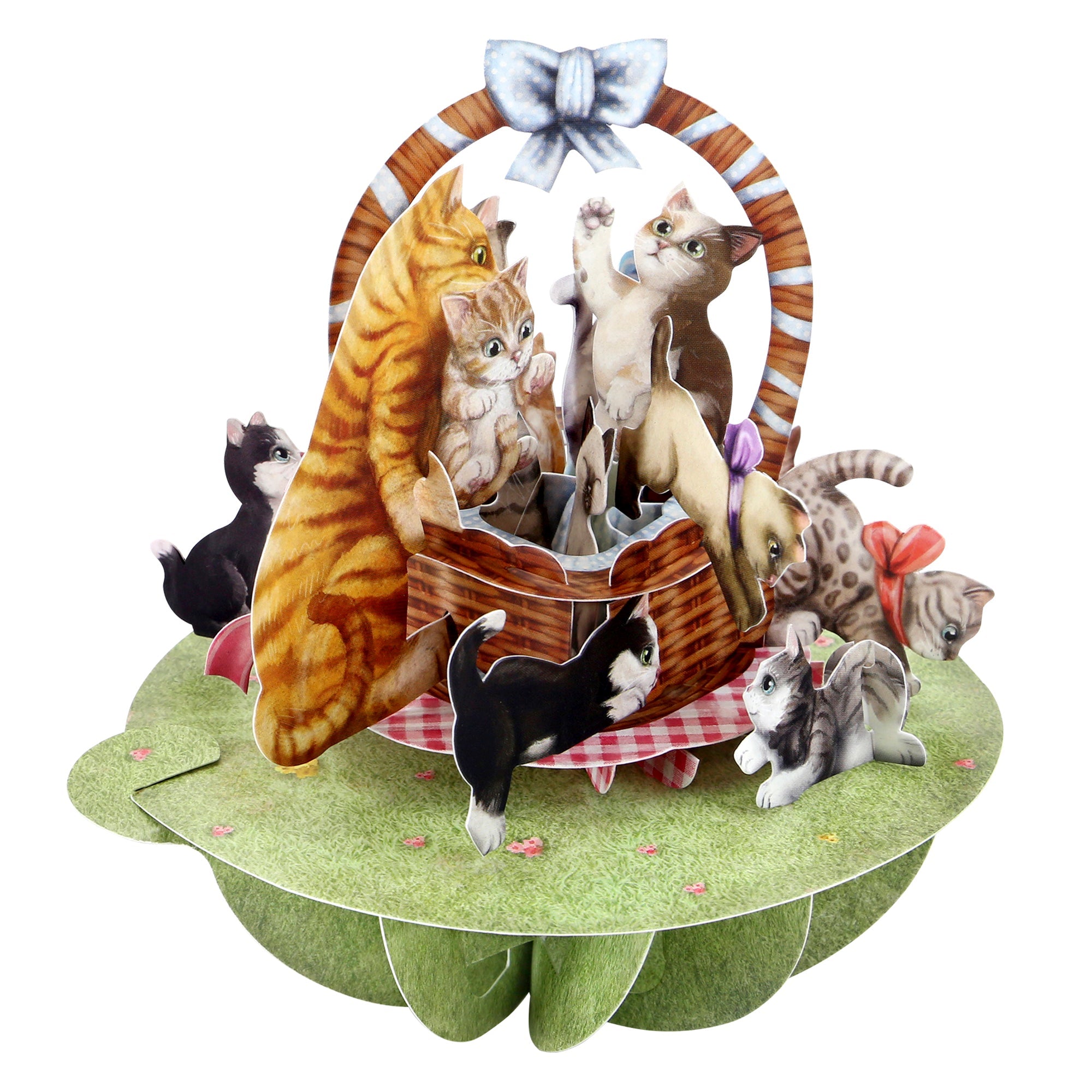 Santoro Pirouette Card: Kittens in a Basket
