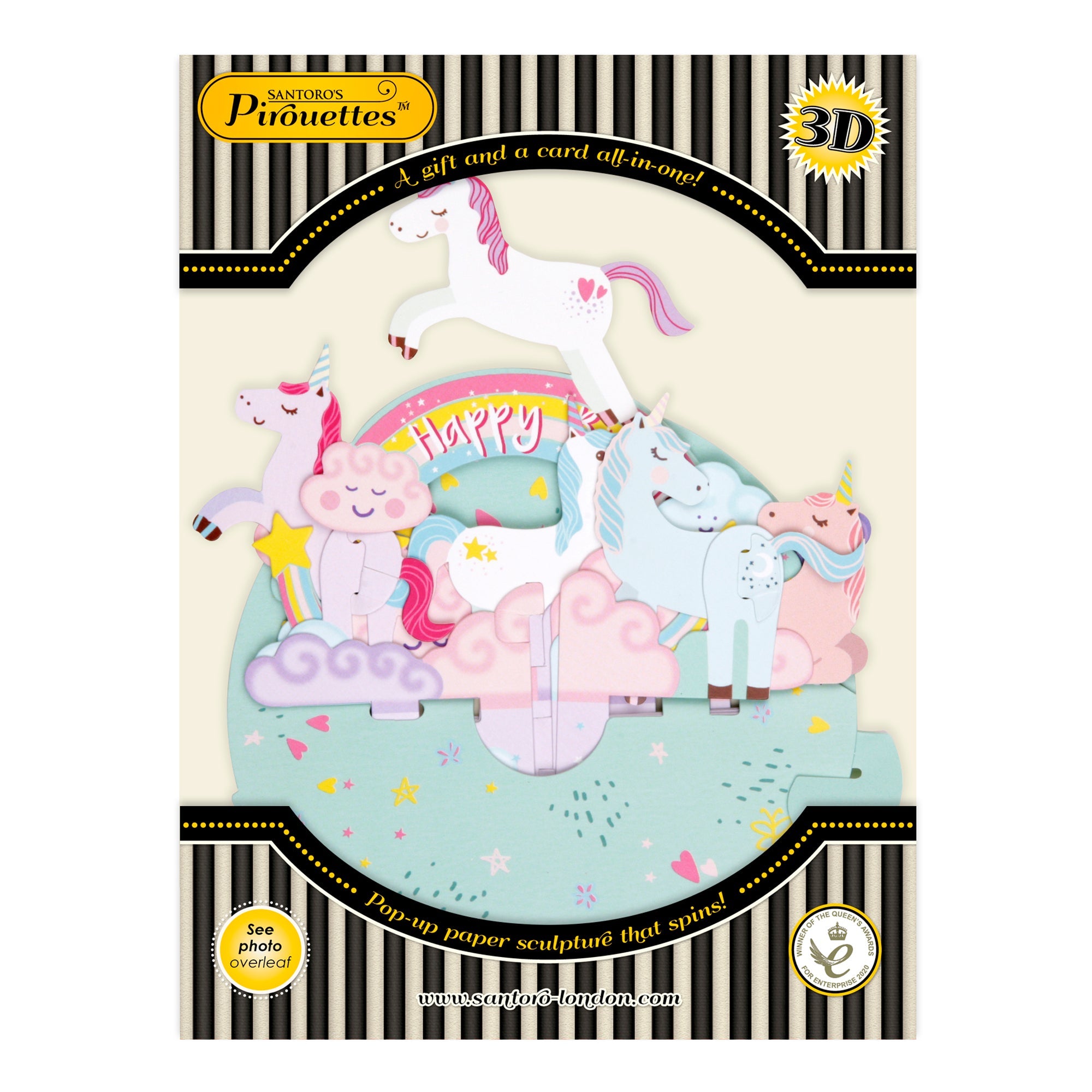 Santoro Pirouette Card: Birthday Unicorn