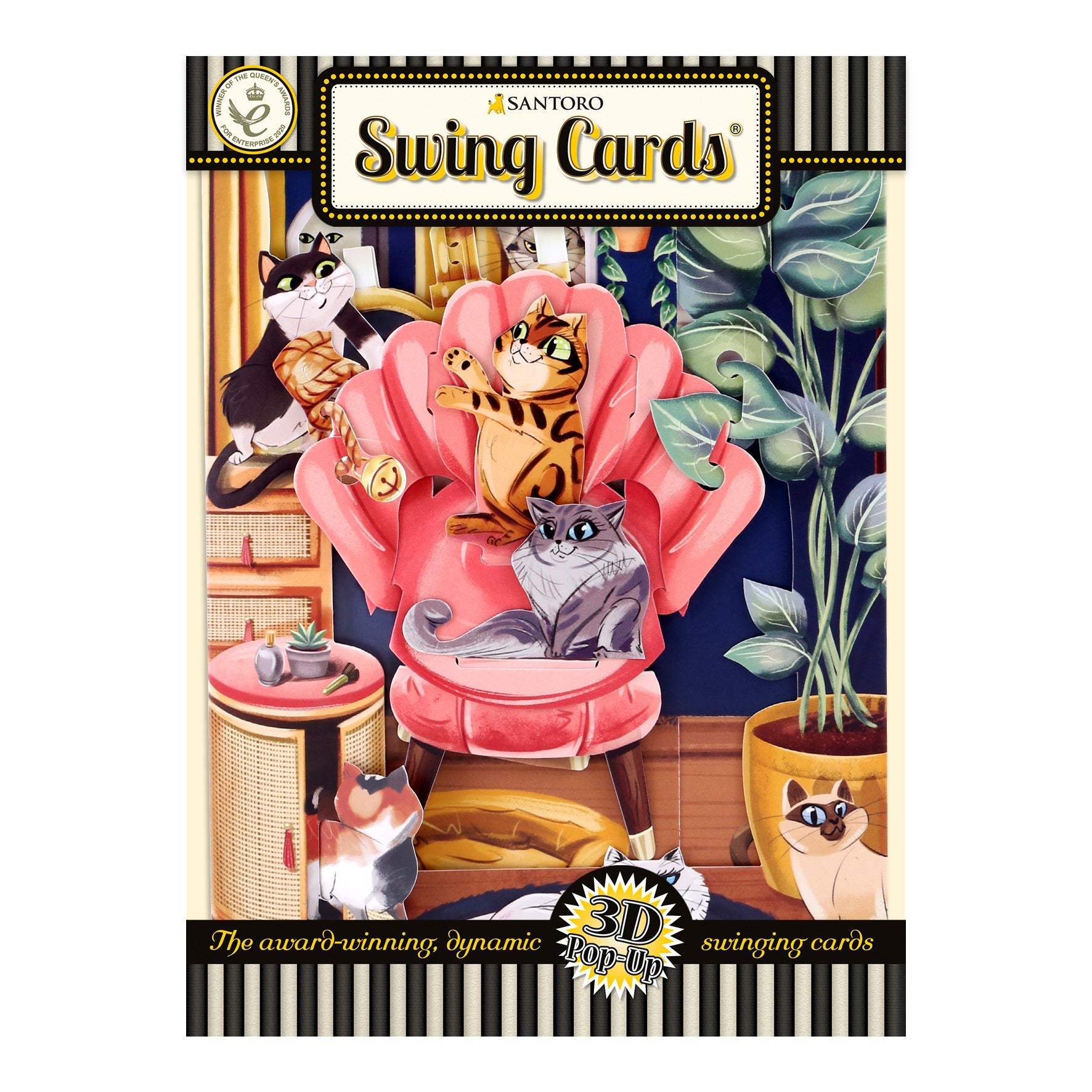 Santoro Swing Card: Lounging Cats