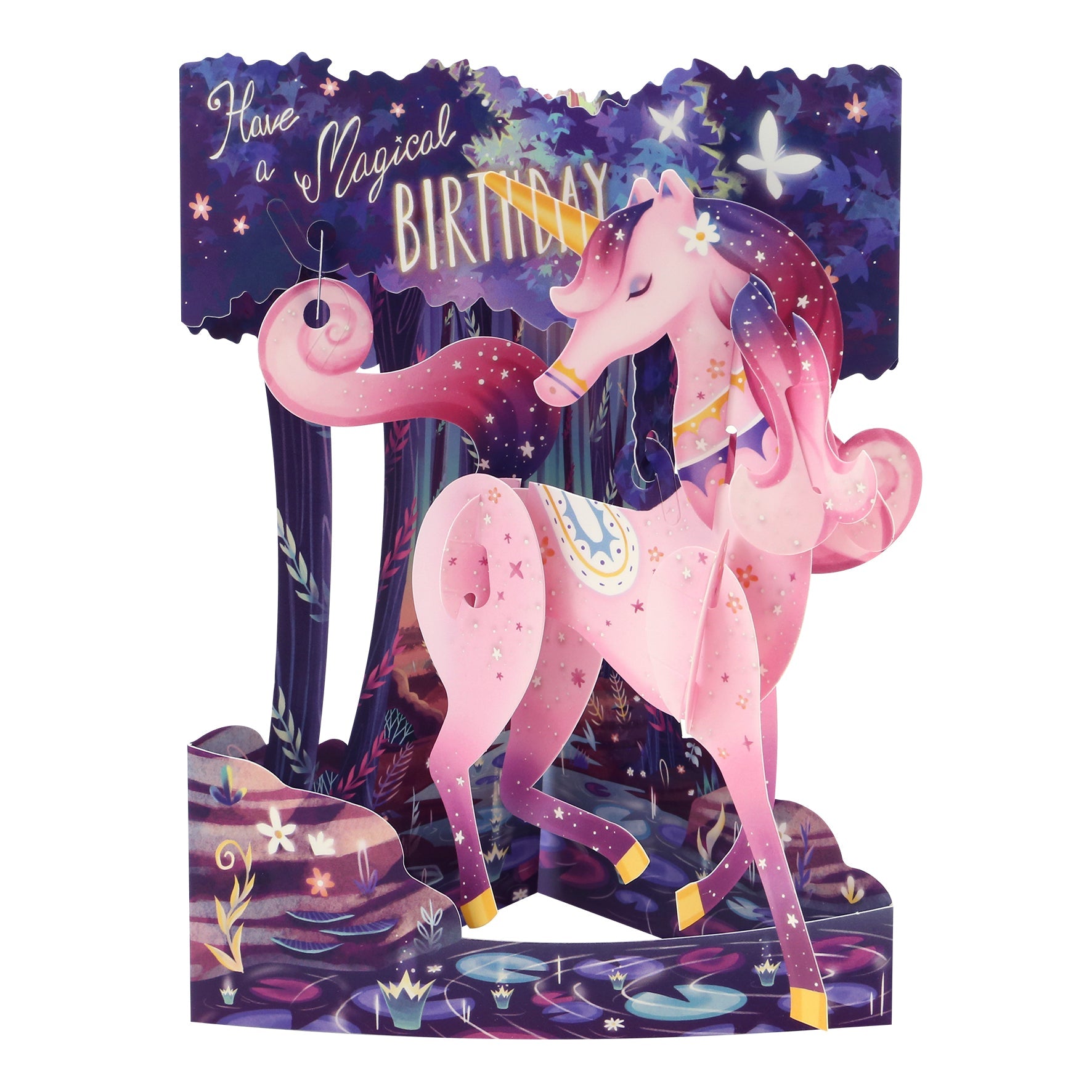 Santoro Swing Card: Magical Birthday Unicorn