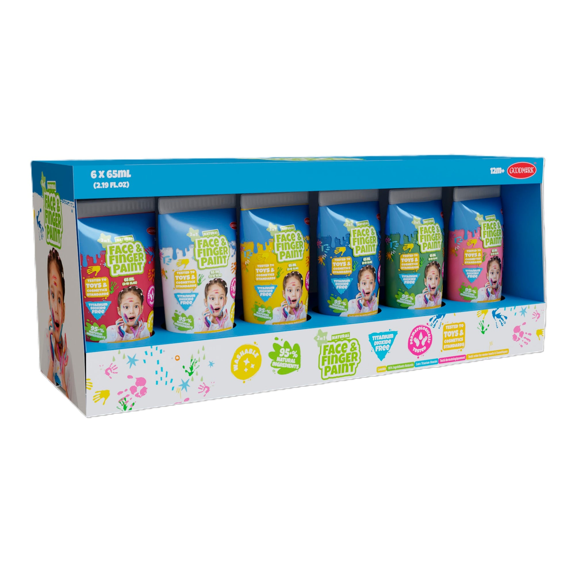 2.3oz Natural Face and Finger Paints - 6pcs