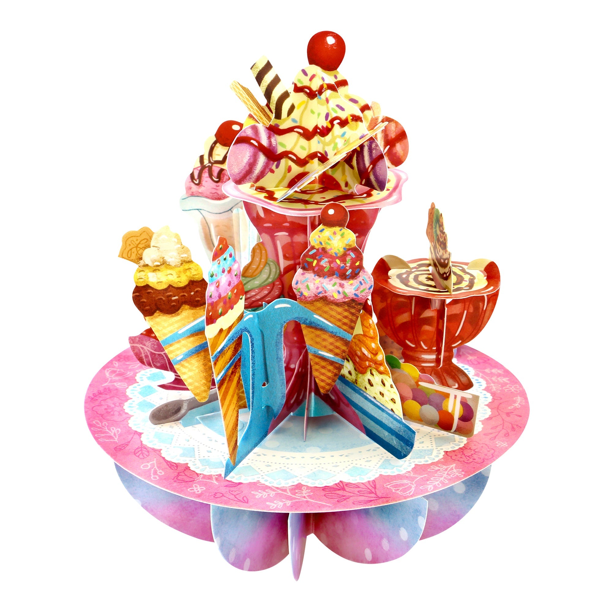 Santoro Pirouette Card: Ice Cream Sundaes