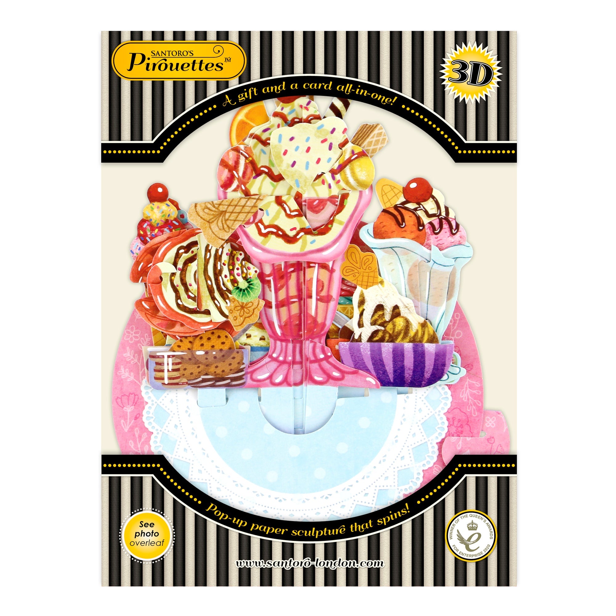 Santoro Pirouette Card: Ice Cream Sundaes