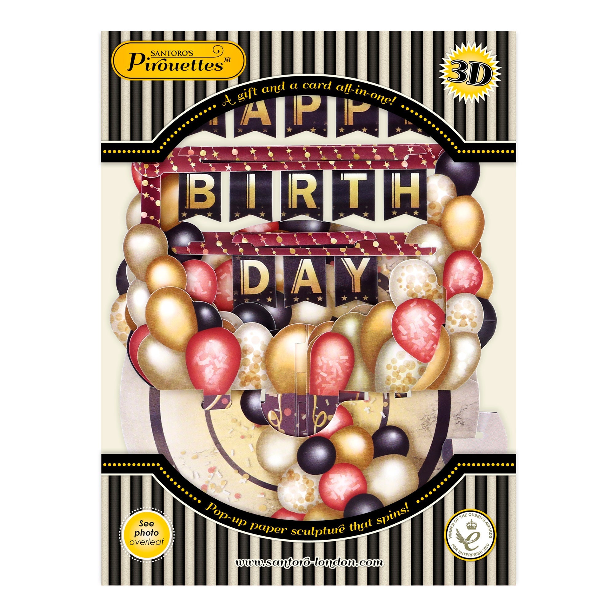 Santoro Pirouette Card: Birthday Balloons