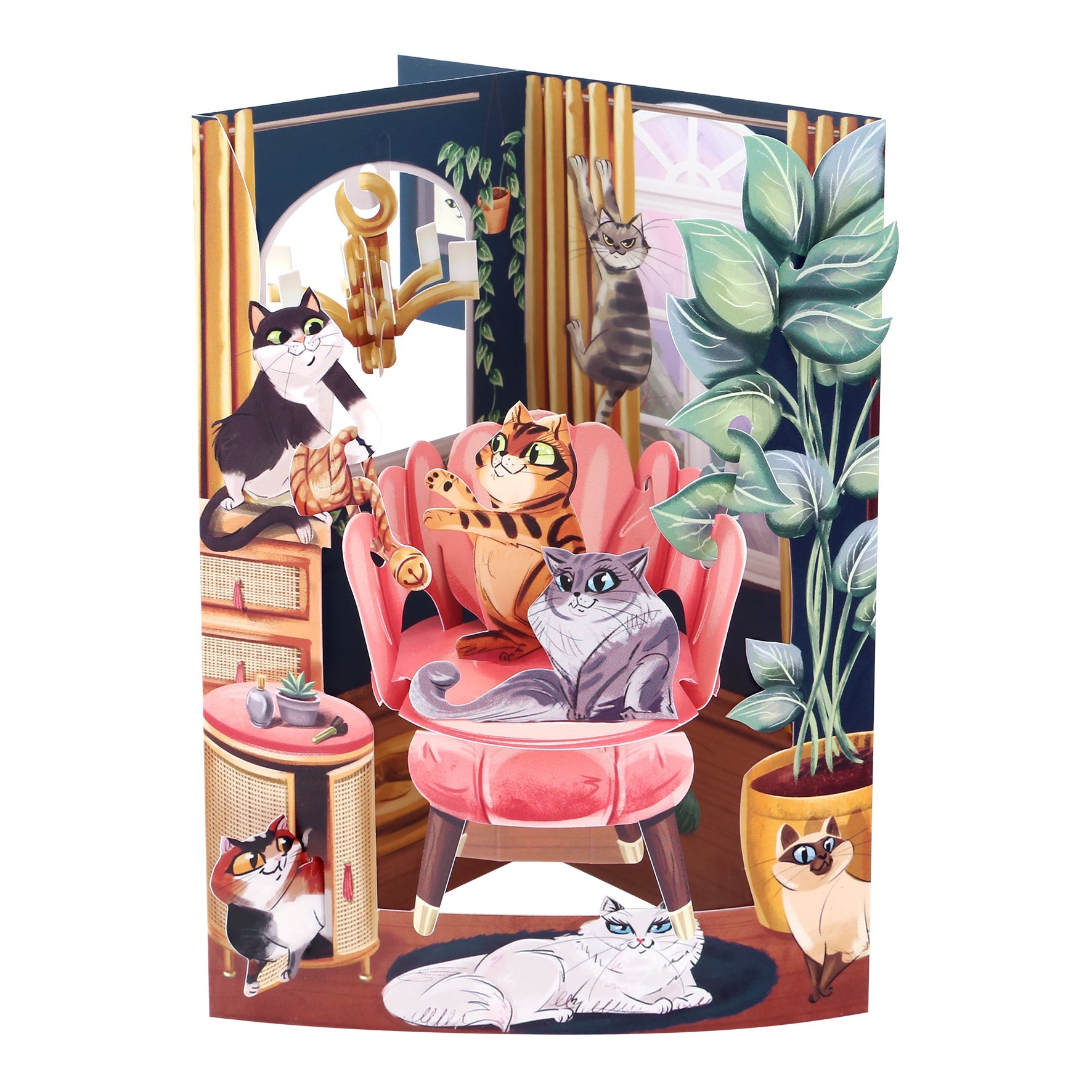 Santoro Swing Card: Lounging Cats